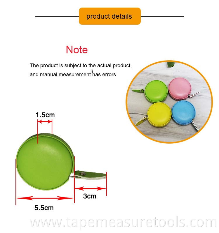 Wholesale promotional leather round tailor tape measure soft sewing tape measure body pink measuring tape